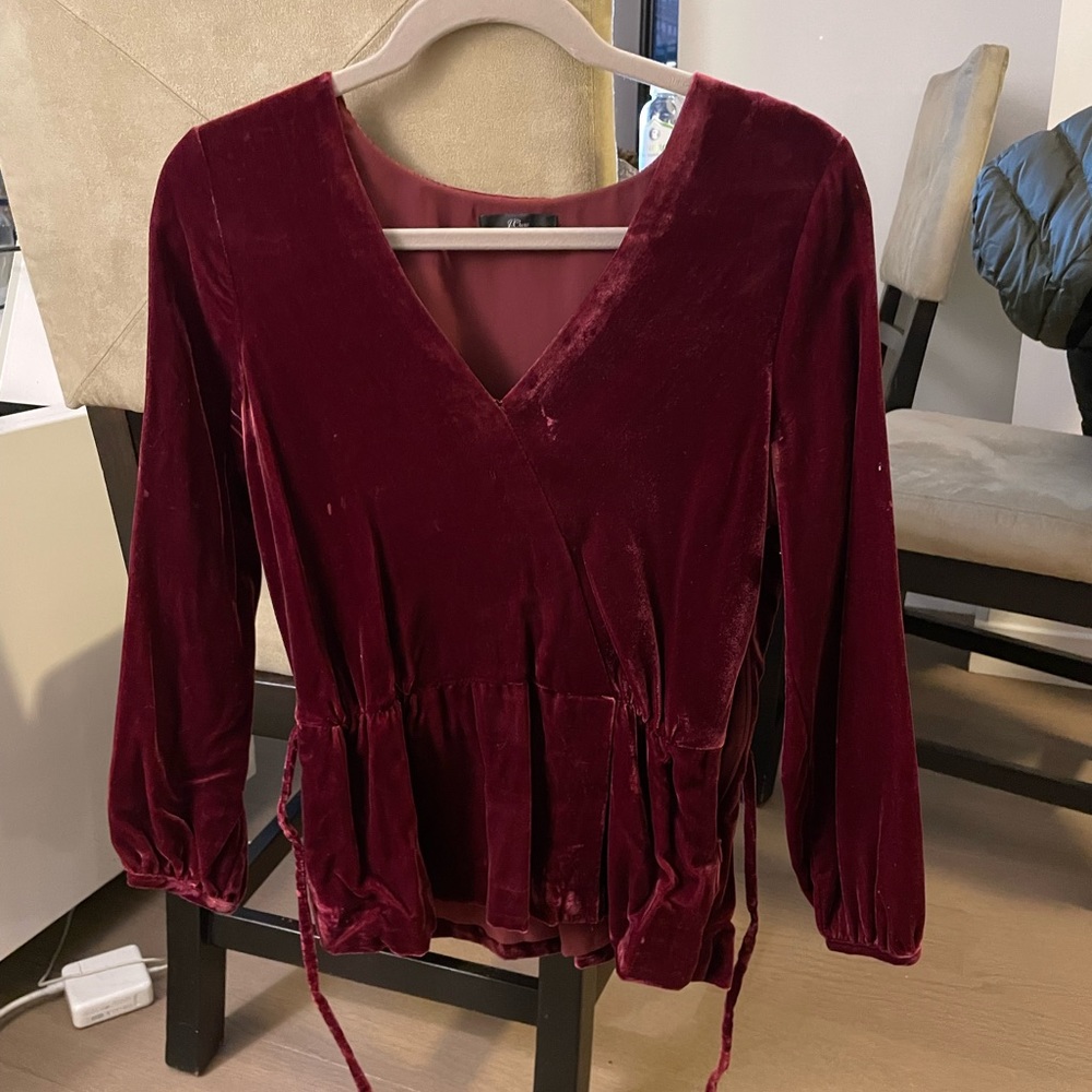 J crew velvet  a line top